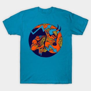 Orange Blue Bull and Bear T-Shirt